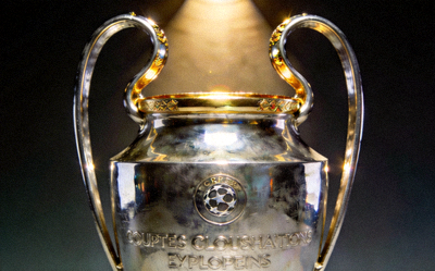 欧洲冠军联赛奖杯特写照片